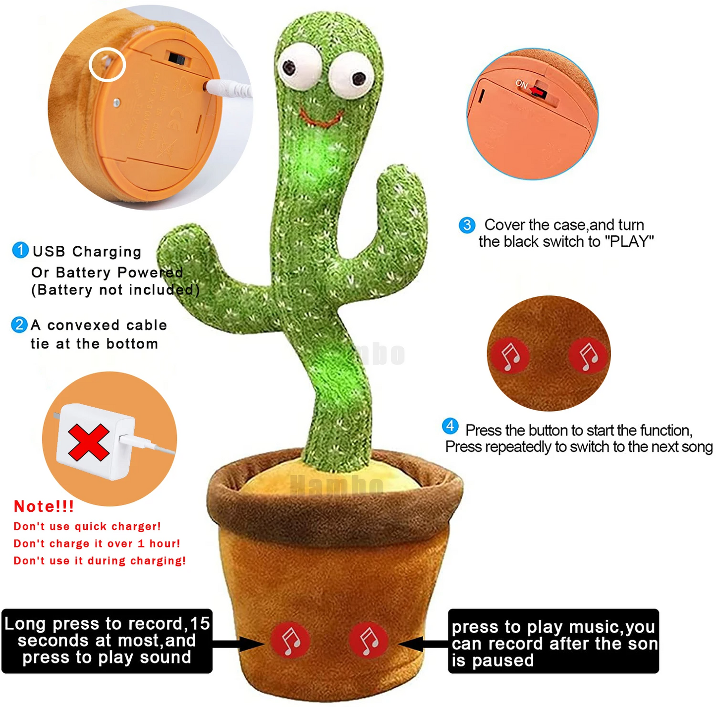 Rechargable Talking and Dancing Cactus Toy